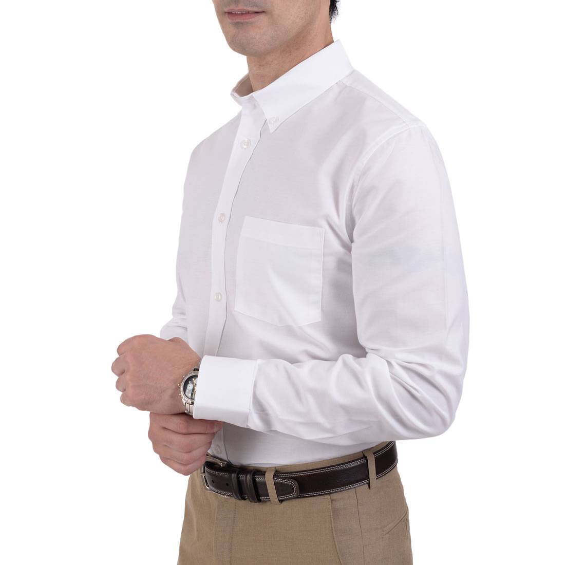 Camisa blanca de manga larga para hombre, camisas de oficina
