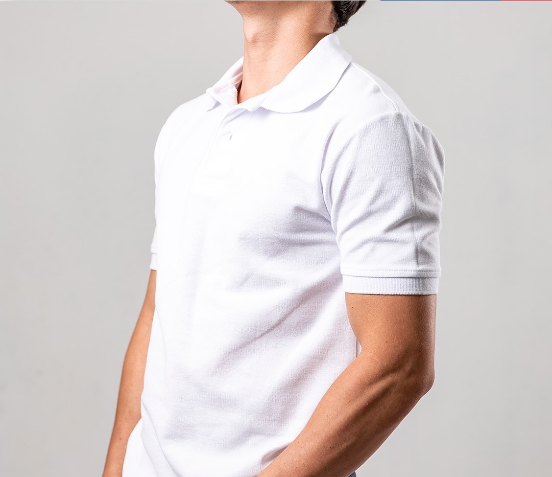 Camisas Blancas Polo Sport Cotton Pique para caballero 100% Algodón Peinado - Logo